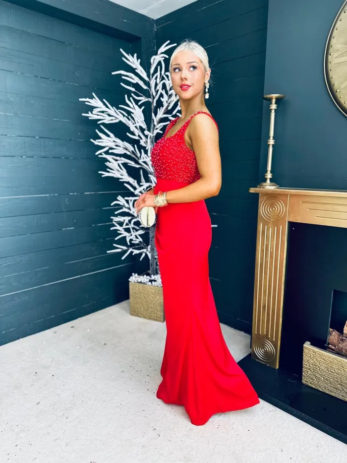 Women Maxi Canella Lane Karina Sequin Detail Maxi Dress Red