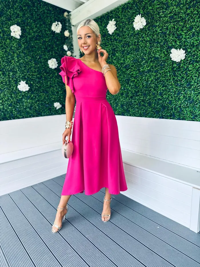 Women Maxi Canella Lane Trudy Detailed Occasion Dress Magenta