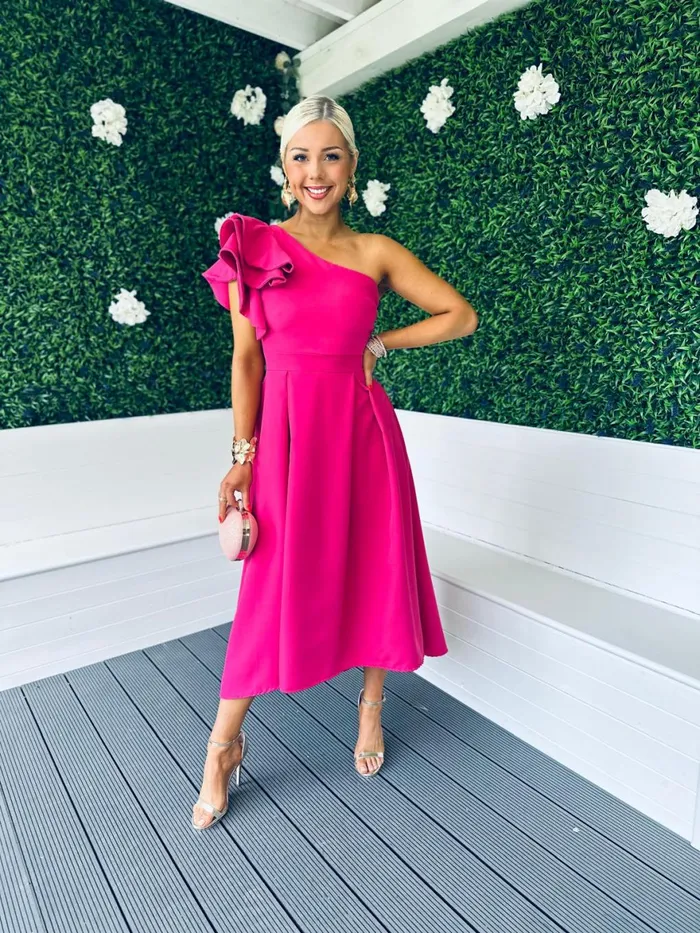 Women Maxi Canella Lane Trudy Detailed Occasion Dress Magenta