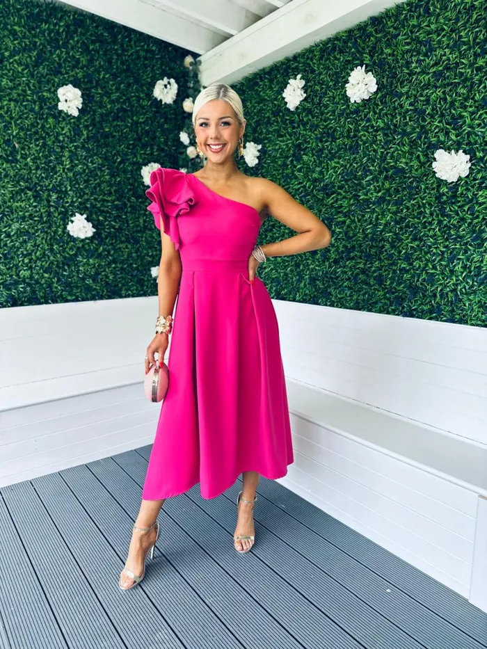 Women Maxi Canella Lane Trudy Detailed Occasion Dress Magenta