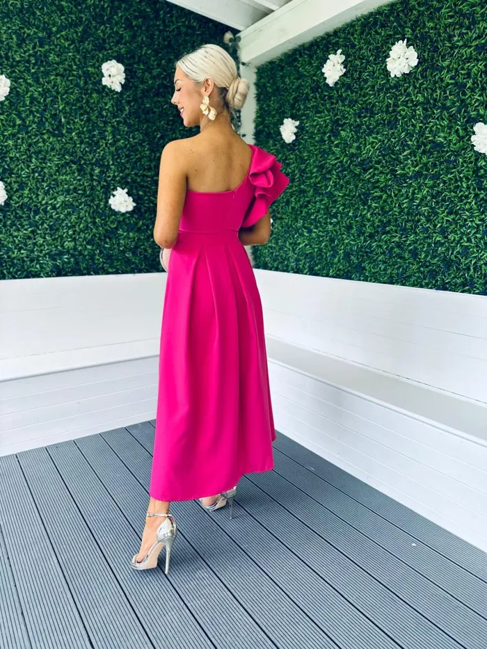 Women Maxi Canella Lane Trudy Detailed Occasion Dress Magenta