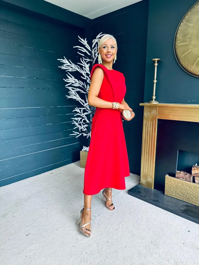 Women Maxi Canella Lane Valentina Detailed Occasion Midi Dress Red