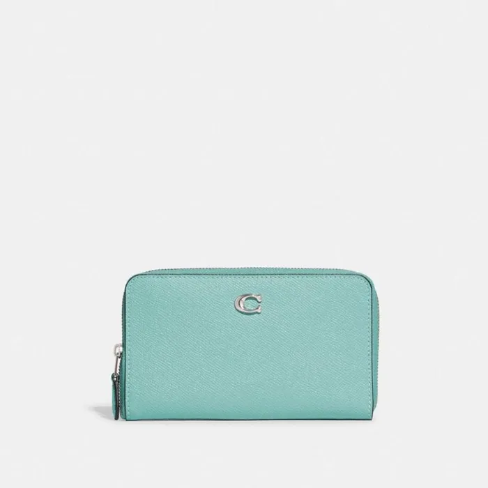 Women Medium Zip Around Wallet Silverfaded Blue Coach Large Wallets