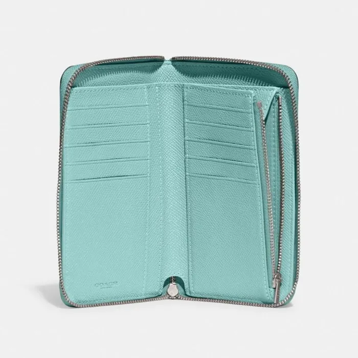 Women Medium Zip Around Wallet Silverfaded Blue Coach Large Wallets
