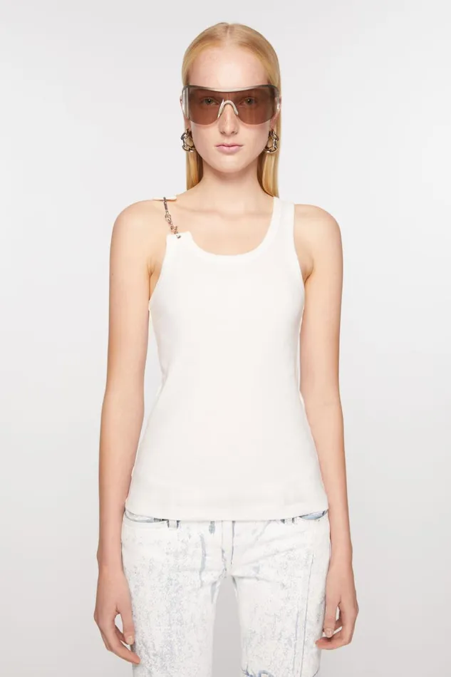 Women Metal Clip Tank Top White Acne Studios Tshirts