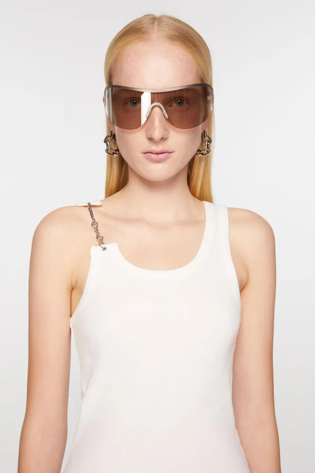 Women Metal Clip Tank Top White Acne Studios Tshirts