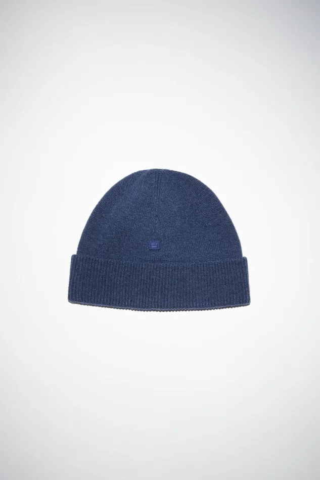 Women Micro Face Patch Beanie Ink Blue Acne Studios Hats