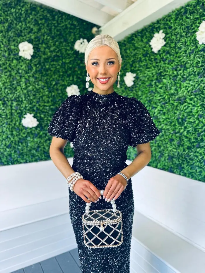 Women Midi Canella Lane Dorothy Sequin Occasion Dress Black