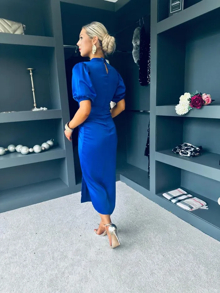 Women Midi Canella Lane Fergie Detailed Midi Dress Cobalt
