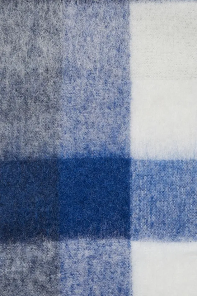 Women Mohair Checked Scarf Whitegreyroyal Blue Acne Studios Scarves