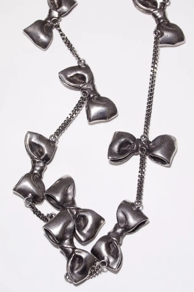 Women Multi Bow Necklace Antique Silver Acne Studios Jewellery