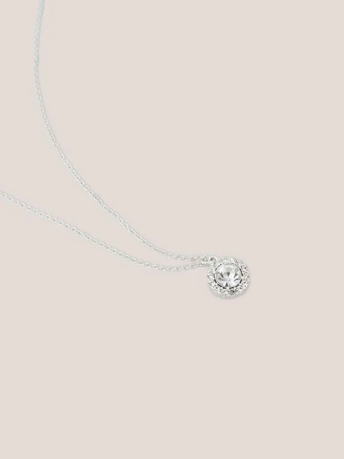 Women NECKLACES White Stuff Silver Plated Glass Pendant Necklace Silver Tone Metallic
