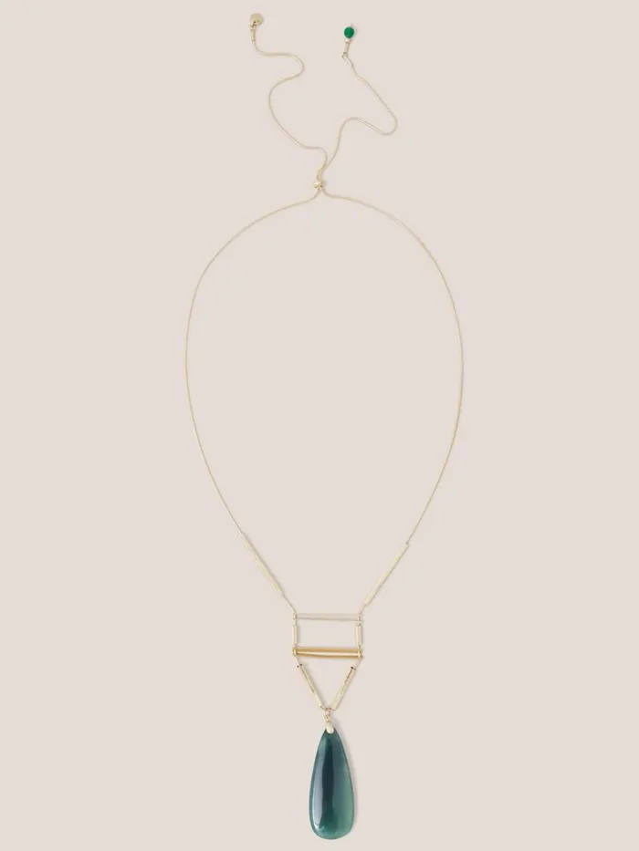 Women NECKLACES White Stuff Teardrop Stone Necklace Green Multi Women NECKLACES White Stuff Teardrop Stone Necklace Green Multi