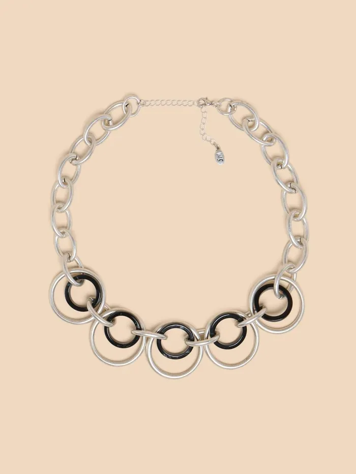 Women NECKLACES White Stuff Yara Circular Link Necklace Silver Tone Metallic Women NECKLACES White Stuff Yara Circular Link Necklace Silver Tone Metallic