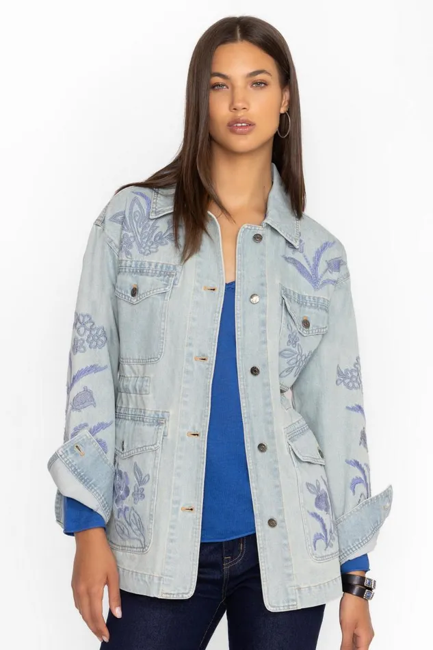 Women Outerwear Johnny Was CARGO DENIM JACKET Denim Blue