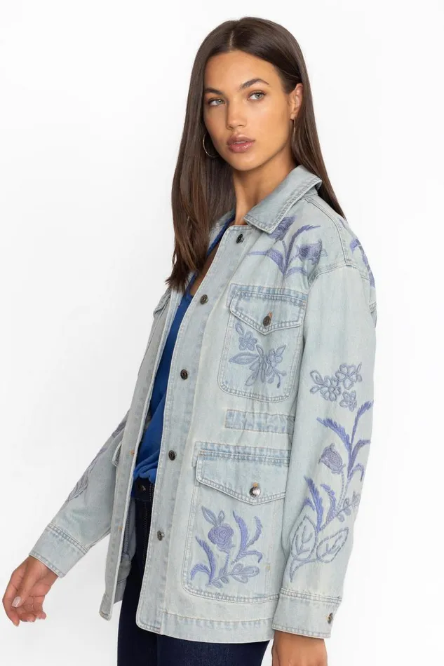 Women Outerwear Johnny Was CARGO DENIM JACKET Denim Blue Women Outerwear Johnny Was CARGO DENIM JACKET Denim Blue