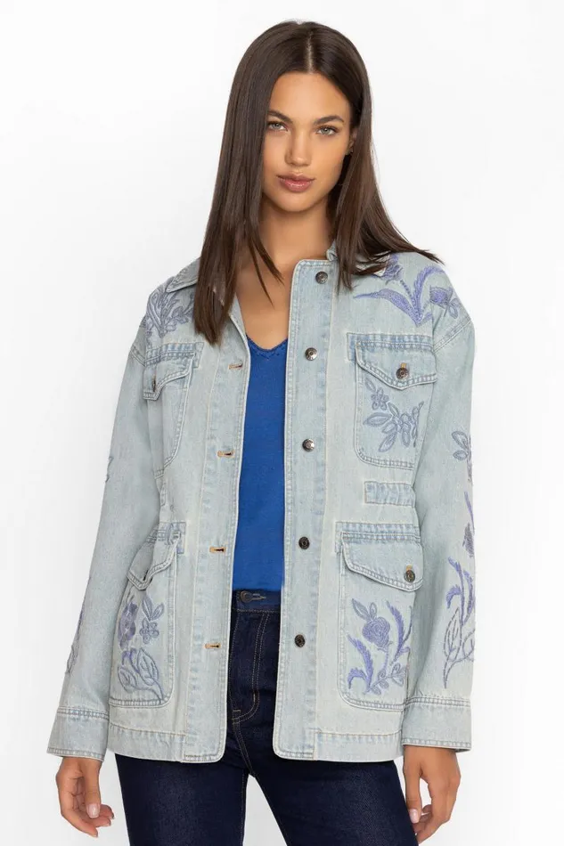 Women Outerwear Johnny Was CARGO DENIM JACKET Denim Blue Women Outerwear Johnny Was CARGO DENIM JACKET Denim Blue
