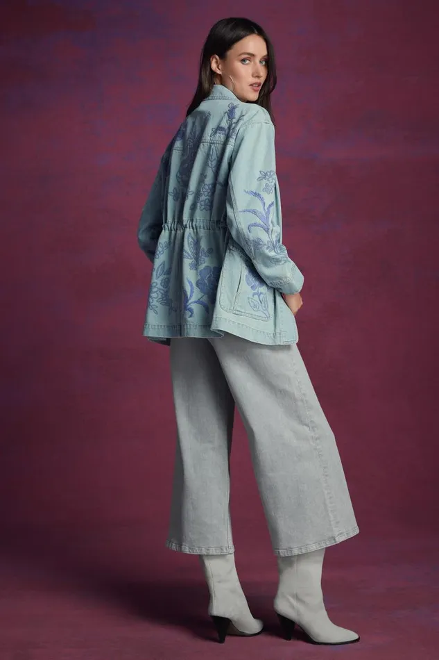 Women Outerwear Johnny Was CARGO DENIM JACKET Denim Blue Women Outerwear Johnny Was CARGO DENIM JACKET Denim Blue