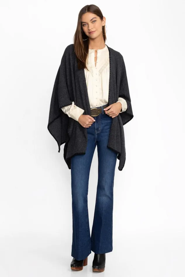 Women Outerwear Johnny Was THE WHIPSTITCH WRAP Charcoal Grey