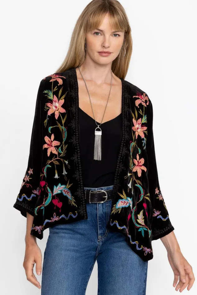 Women Outerwear Johnny Was VELVET BOLERO Black Women Outerwear Johnny Was VELVET BOLERO Black