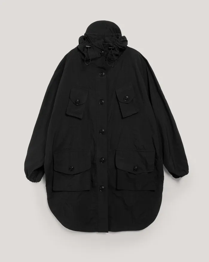 Women Pala Poncho Hooded Coat Black YMC Outerwear
