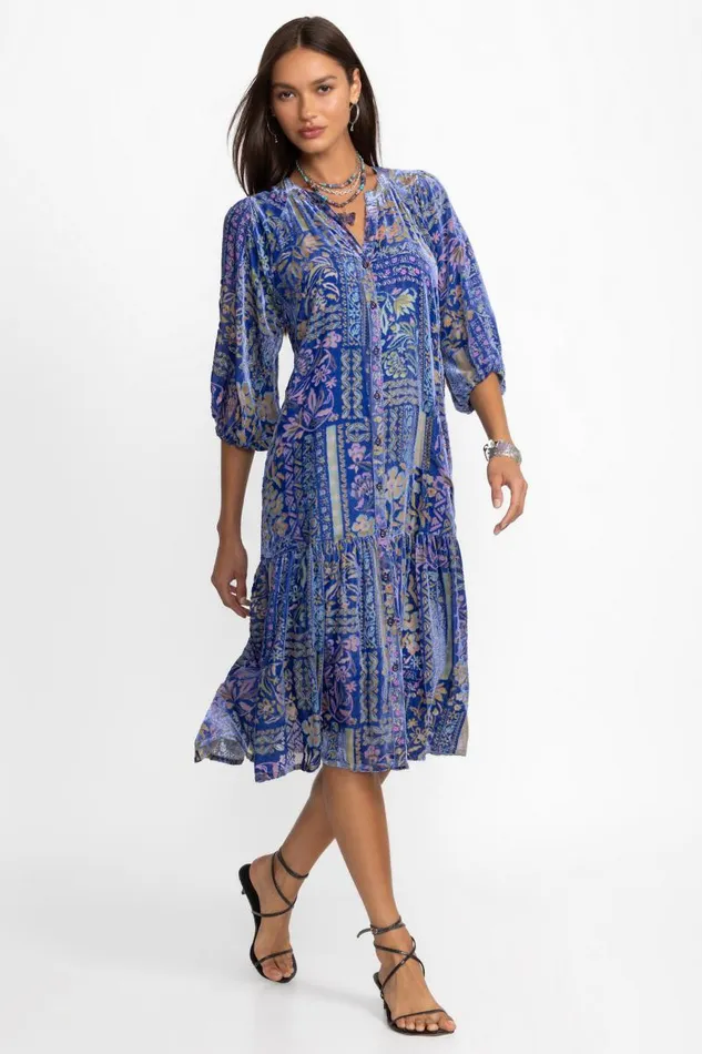 Women Petites Johnny Was YOKA BURNOUT DRESS Persephone