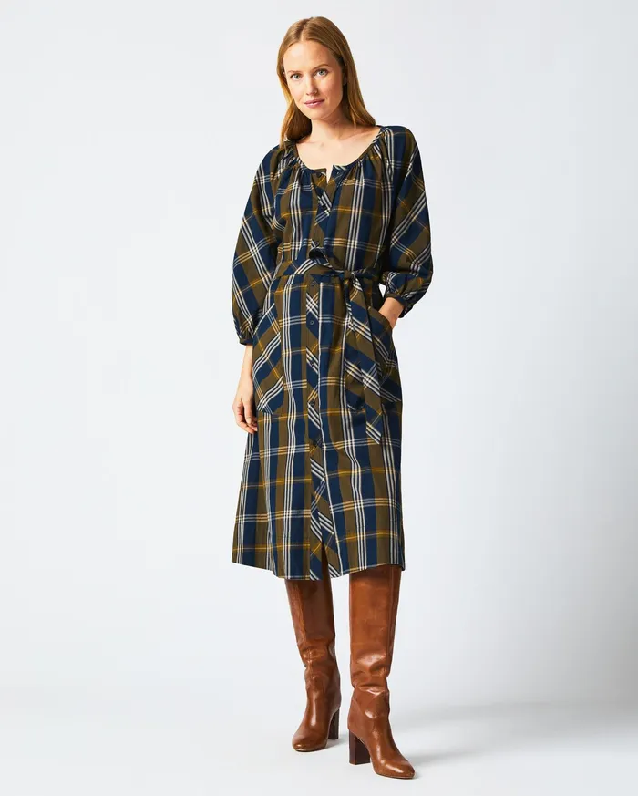 Women Prairie Dress Navygold Billy Reid Dresses