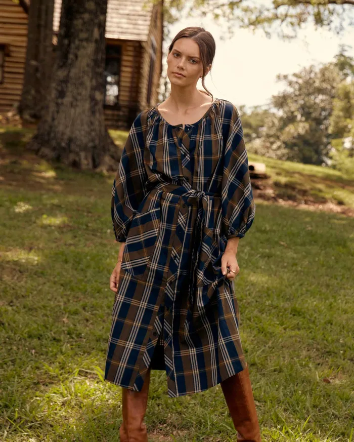 Women Prairie Dress Navygold Billy Reid Dresses