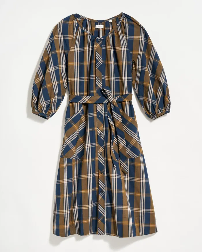 Women Prairie Dress Navygold Billy Reid Dresses