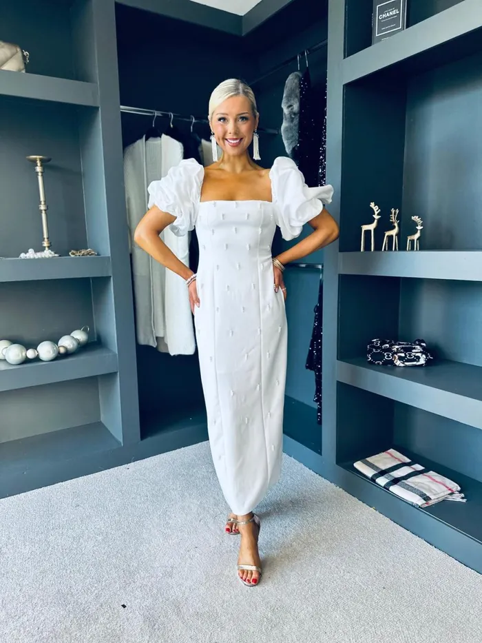 Women Premium Canella Lane Ivy Embellished Occasion Dress White