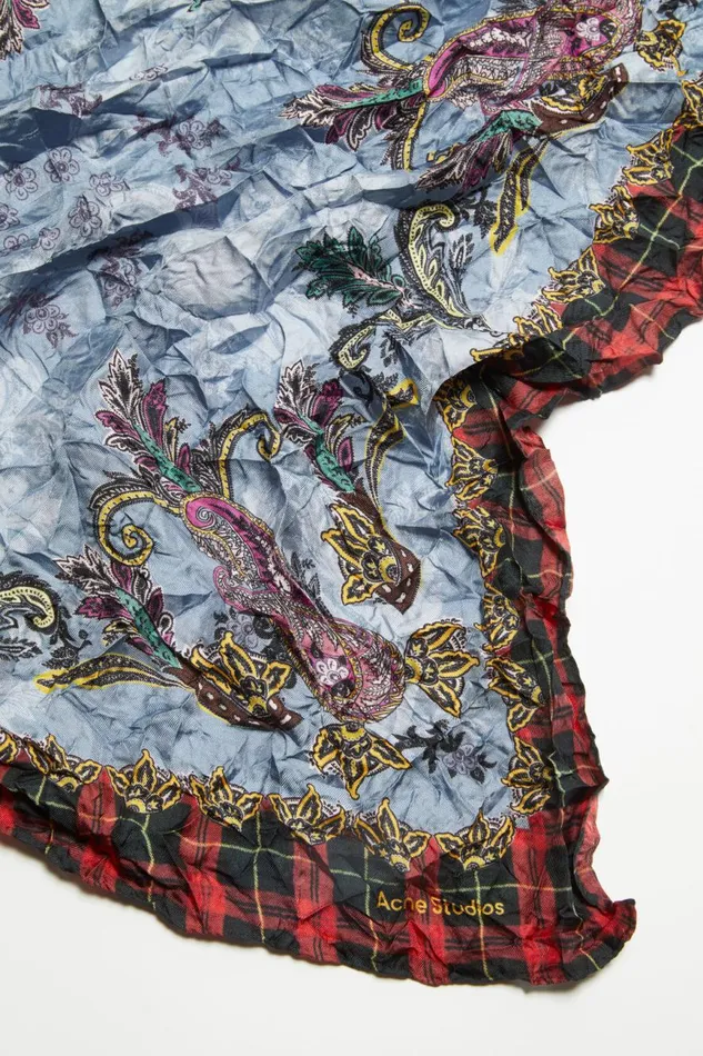 Women Print Silk Scarf Bluered Acne Studios Scarves