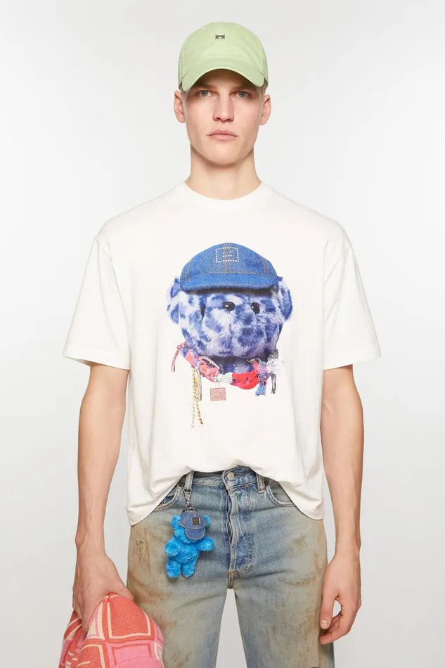 Women Printed Tshirt 8211 Relaxed Fit Optic White Acne Studios Tshirts