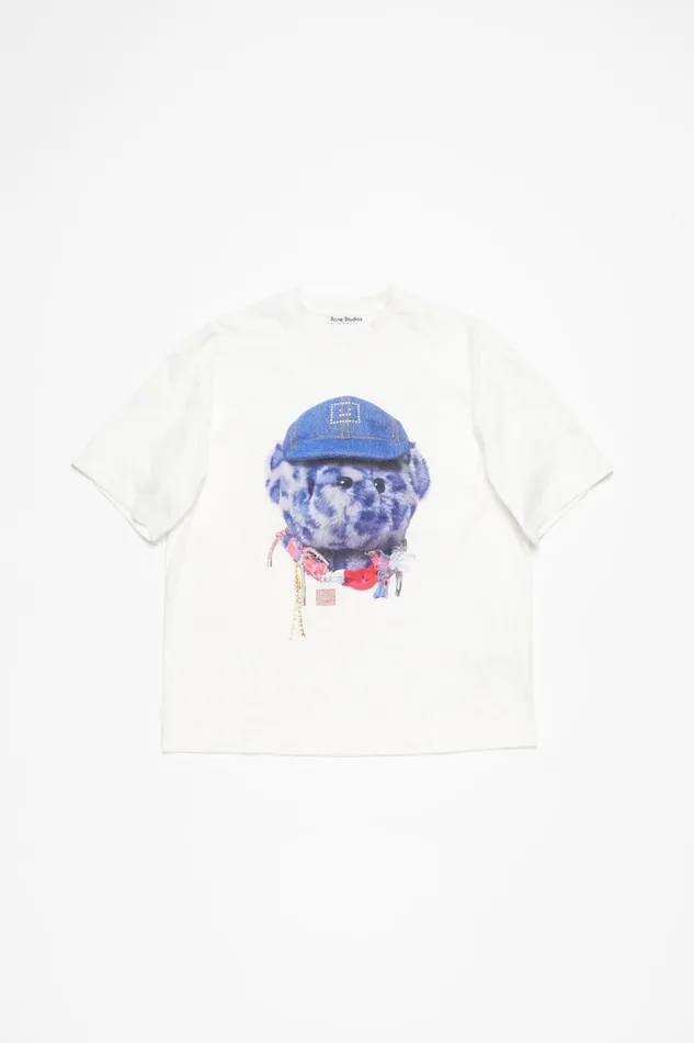 Women Printed Tshirt 8211 Relaxed Fit Optic White Acne Studios Tshirts