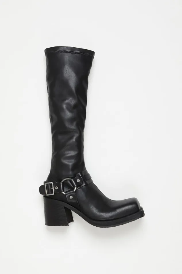 Women Pullon Buckle Boots Black Acne Studios Shoes