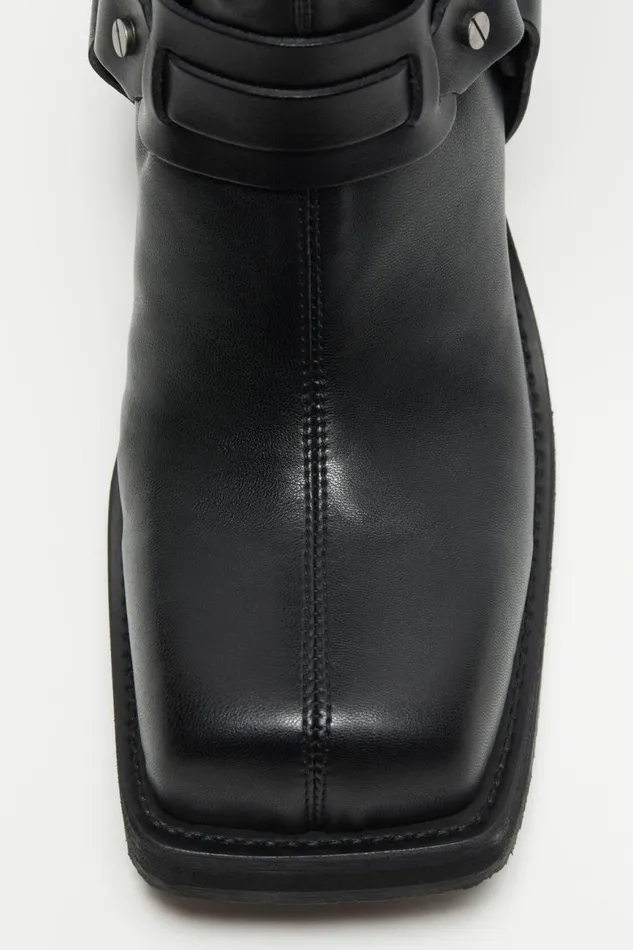 Women Pullon Buckle Boots Black Acne Studios Shoes