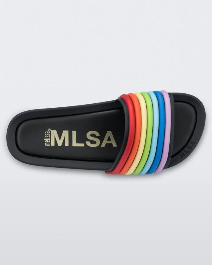 Women Rainbow Beach Black Rainbow Melissa Slides