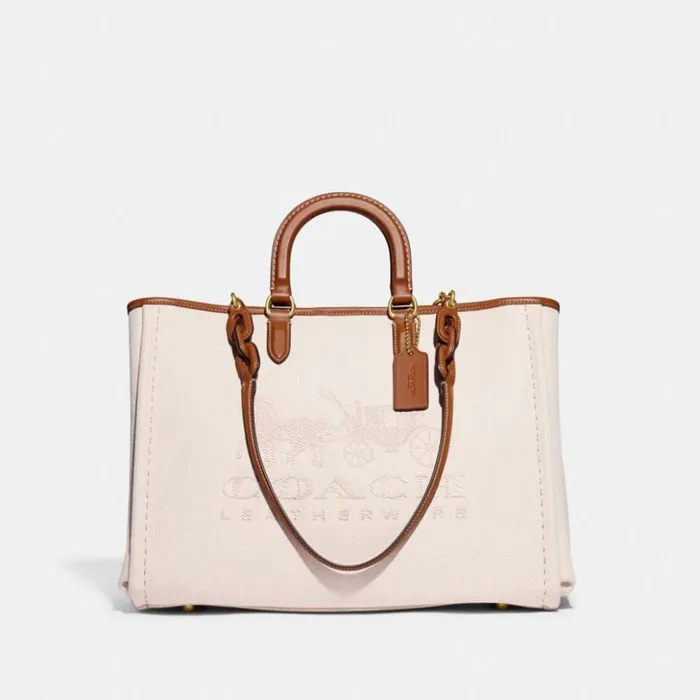 Women Reese Tote Brassnatural Coach Totes and Carryalls