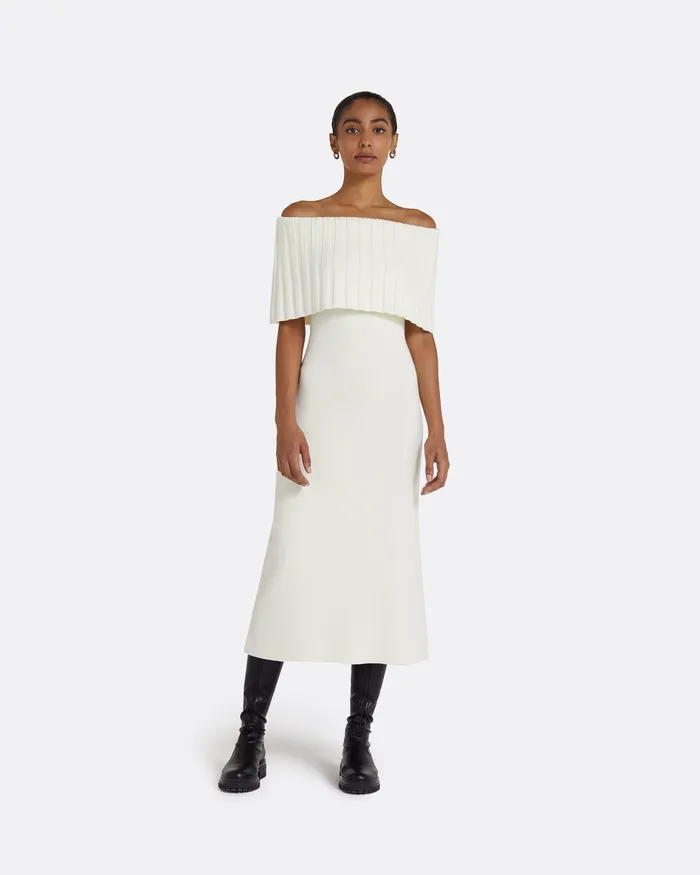 Women Risette Ivory Midi Dress Ivory Knitwear Safiyaa