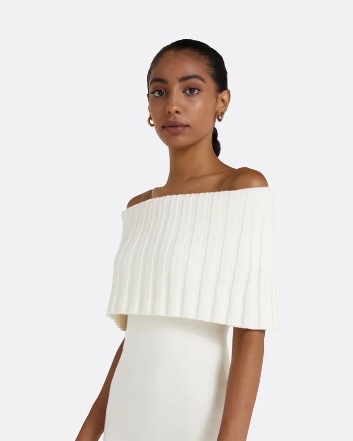 Women Risette Ivory Midi Dress Ivory Knitwear Safiyaa