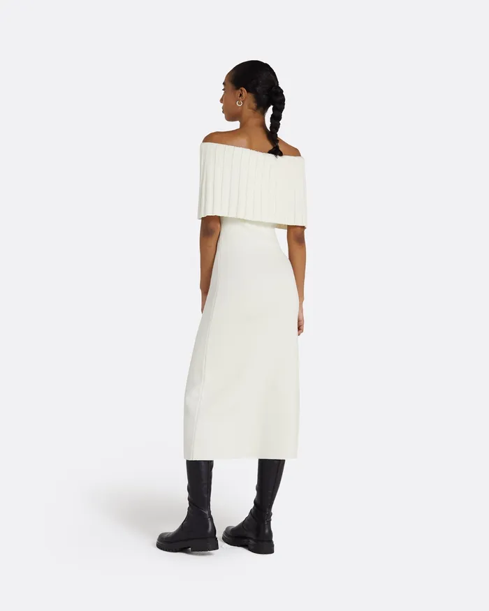 Women Risette Ivory Midi Dress Ivory Knitwear Safiyaa