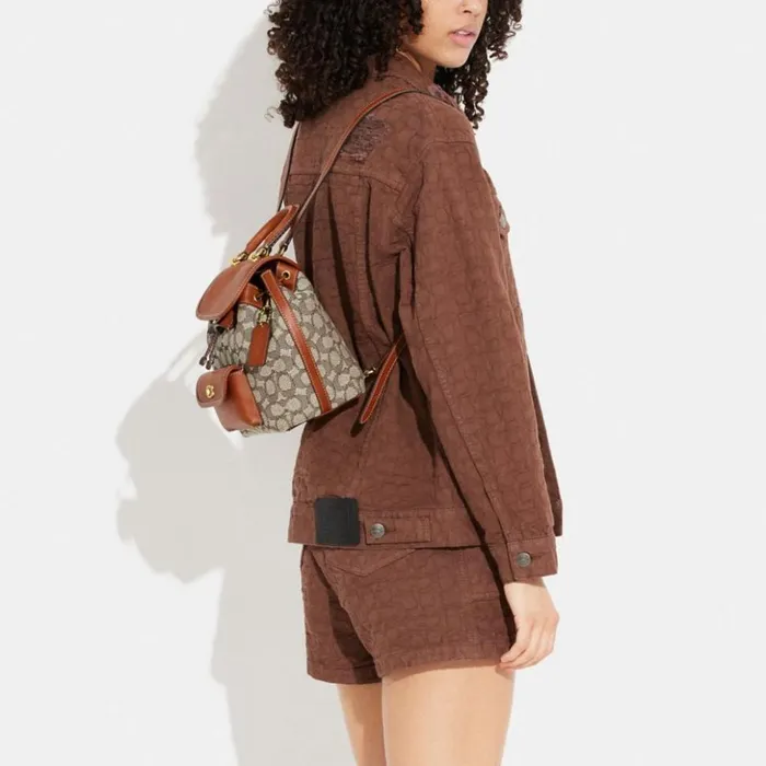 Women Riya Backpack 21 In Signature Textile Jacquard Brasscocoa Burnished Amb Coach Backpacks Women Riya Backpack 21 In Signature Textile Jacquard Brasscocoa Burnished Amb Coach Backpacks