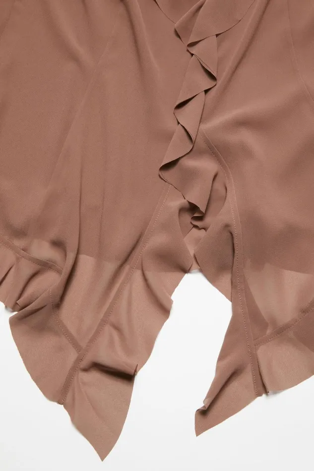 Women Ruffle Blouse Toffee Brown Acne Studios Shirts and Blouses