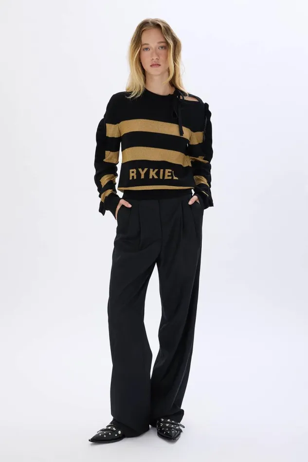 Women RYKIEL Wool And Lurex Sweater Striped Blackgold Multi Sonia Rykiel Sweaters