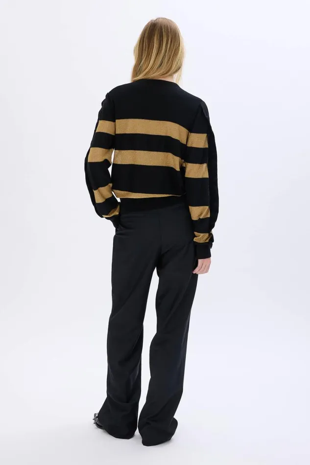 Women RYKIEL Wool And Lurex Sweater Striped Blackgold Multi Sonia Rykiel Sweaters