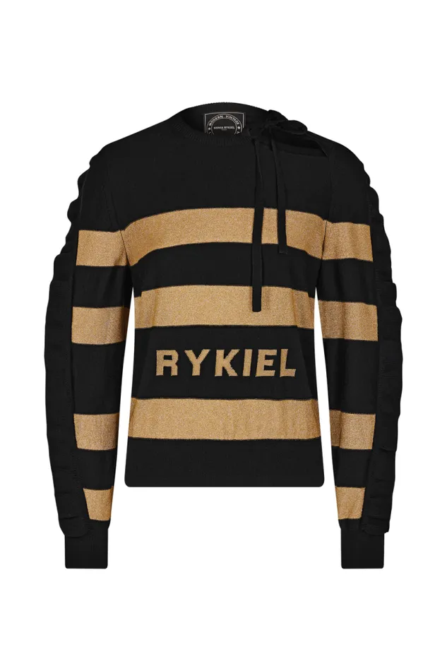 Women RYKIEL Wool And Lurex Sweater Striped Blackgold Multi Sonia Rykiel Sweaters