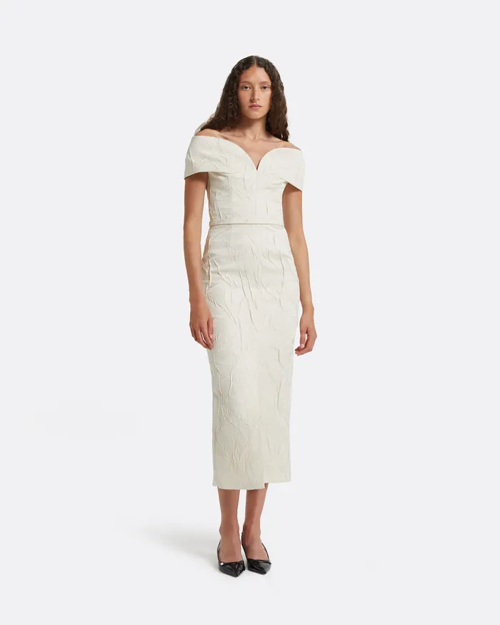 Women Safiyaa Tonyi Ivory Midi Dress Ivory Dresses