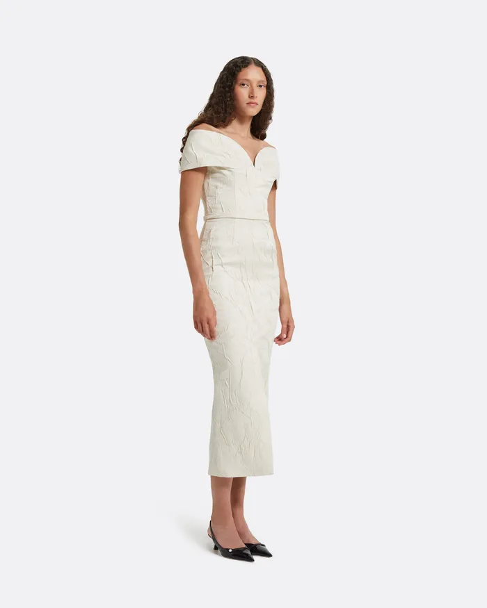Women Safiyaa Tonyi Ivory Midi Dress Ivory Dresses
