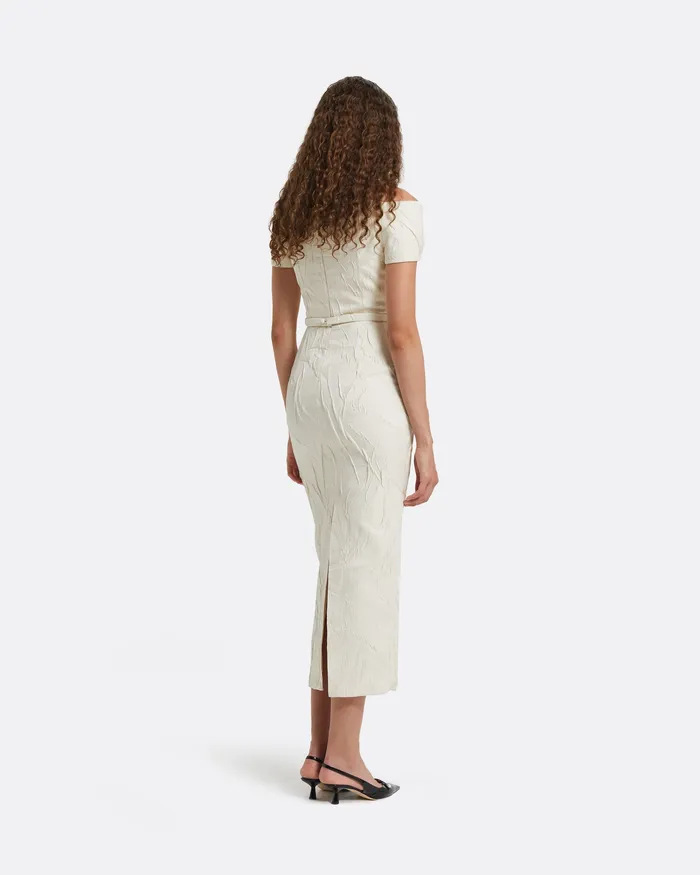 Women Safiyaa Tonyi Ivory Midi Dress Ivory Dresses