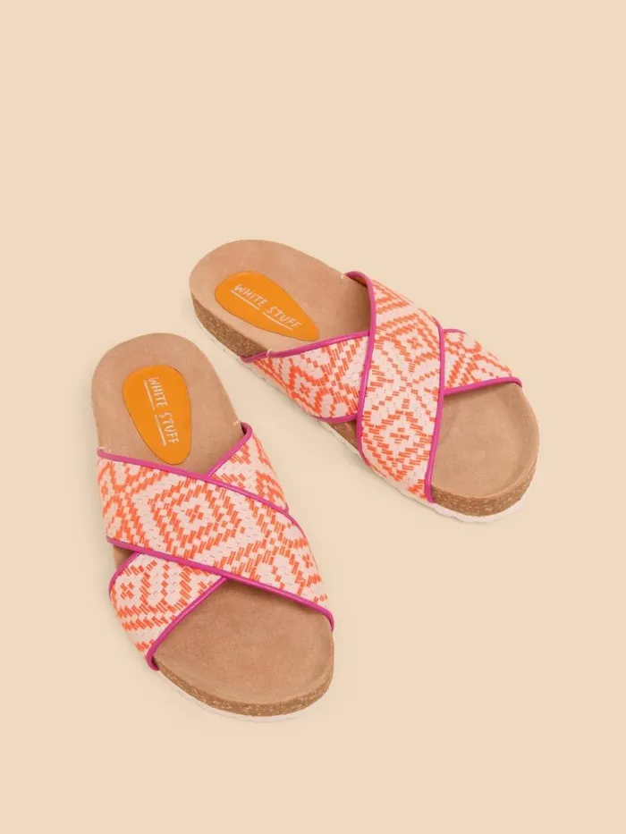 Women SANDALS White Stuff Poppy Footbed Sandal Orange Multi