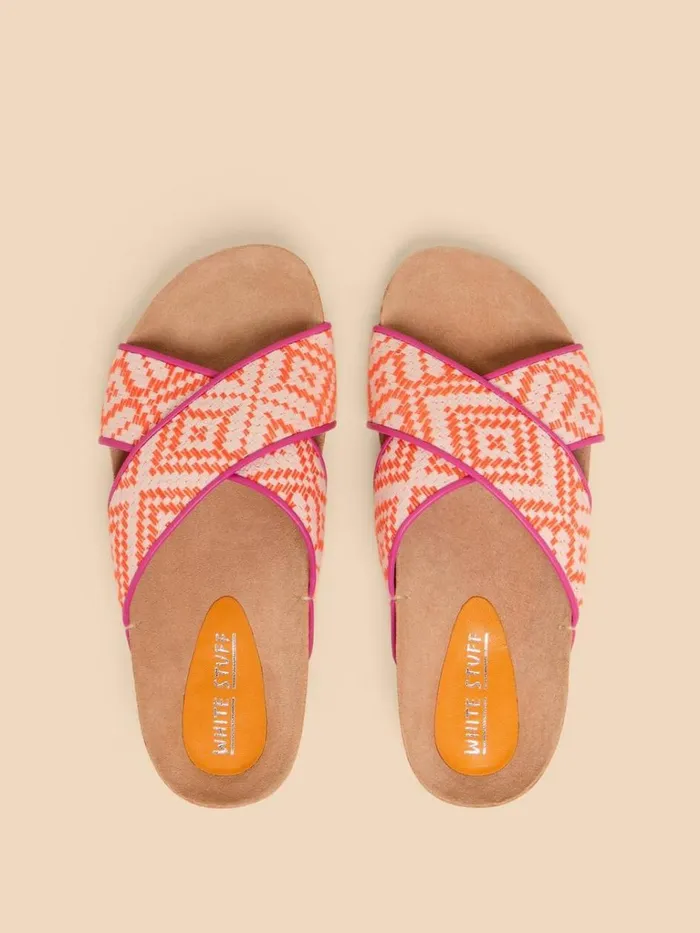 Women SANDALS White Stuff Poppy Footbed Sandal Orange Multi Women SANDALS White Stuff Poppy Footbed Sandal Orange Multi